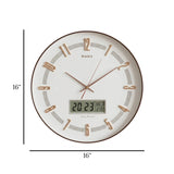 wall clock with digital date white & brown 16''x16'' china