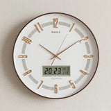 wall clock with digital date white & brown 16''x16'' china