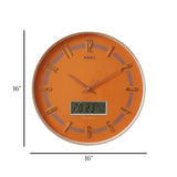 wall clock with digital date orange & golden 16''x16'' china