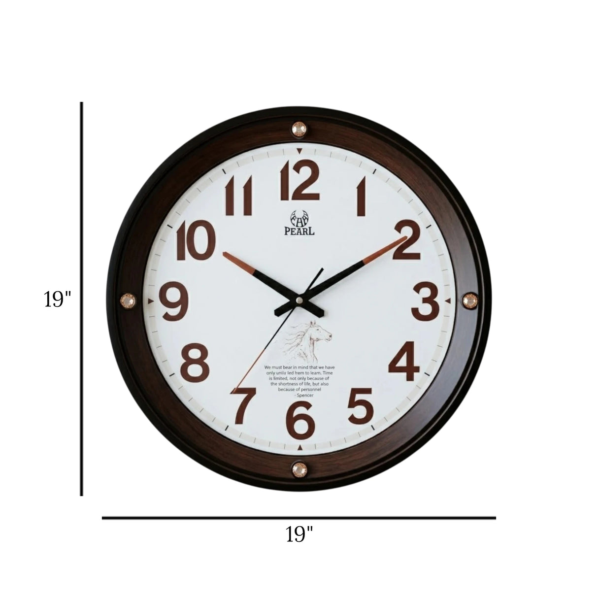 wall clock white & brown 19"x19" china