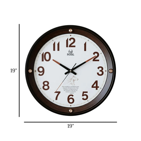 wall clock white & brown 19"x19" china