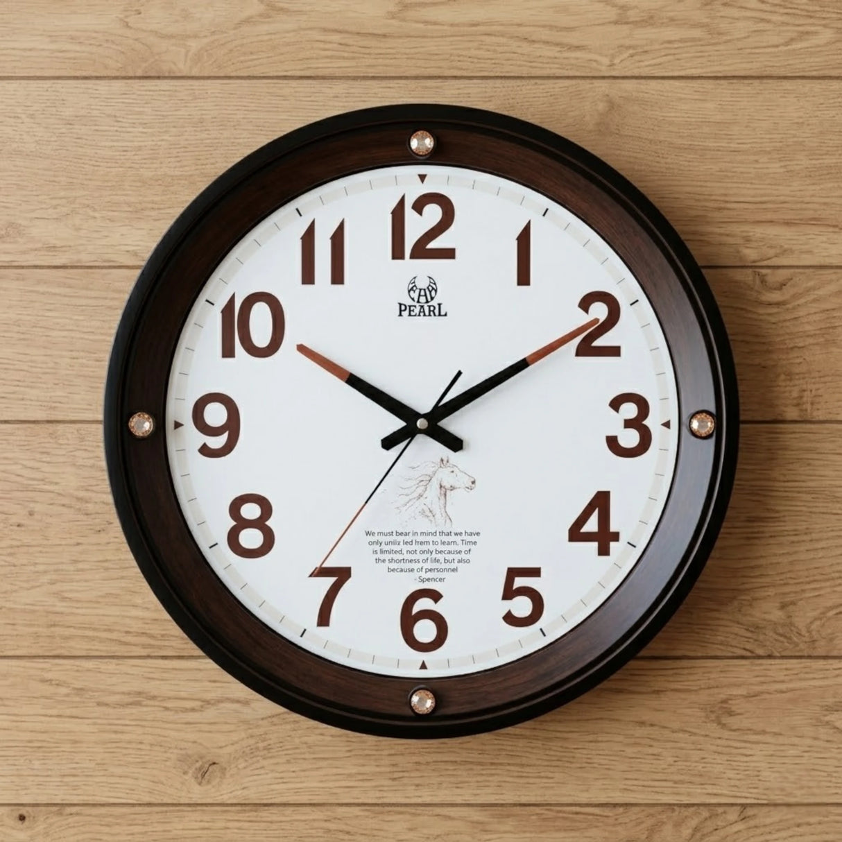 wall clock white & brown 19"x19" china