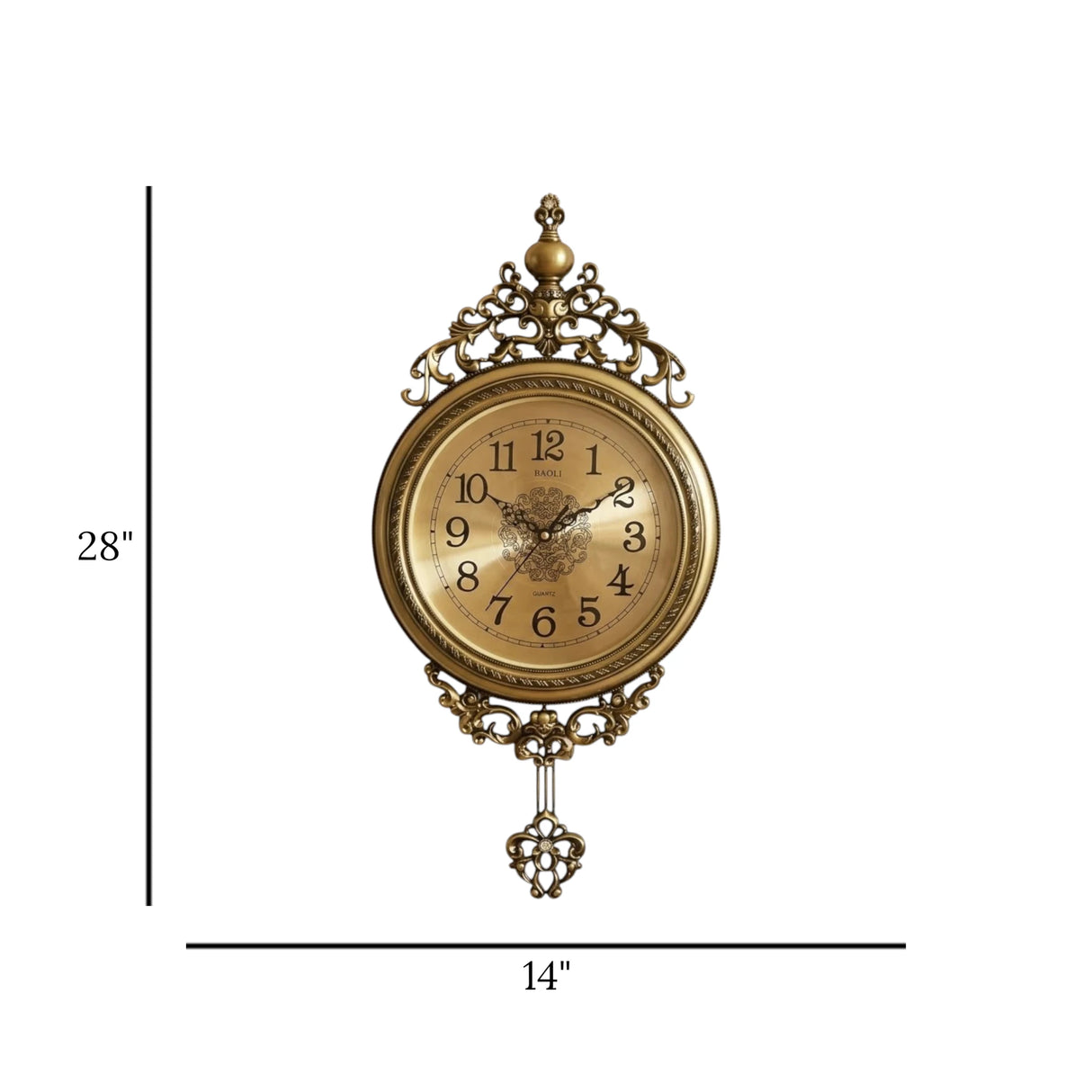 fancy wall clock pendulam green 28"x14" china