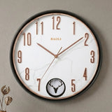 fancy wall clock with pendulam black & white 14"x14" china