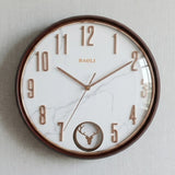 fancy wall clock with pendulam brown & white 14"x14" china