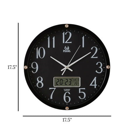 wall clock with digital date black 17.5''x17.5'' china