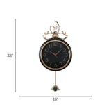 fancy wall clock swan crown pendulam black & golden 33"x15" china
