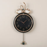 fancy wall clock swan crown pendulam black & golden 33"x15" china