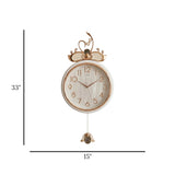 fancy wall clock swan crown pendulam white & golden 33"x15" china