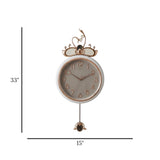 fancy wall clock swan crown pendulam grey & white 33"x15" china