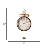 fancy wall clock swan crown pendulam white & brown 33"x15" china