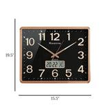 wall clock with digital date rectangular black & golden 19.5"x15.5" china