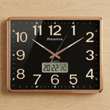 wall clock with digital date rectangular black & golden 19.5"x15.5" china