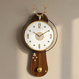 DECORATIVE PENDULUM WALL CLOCK WOOD & METAL WHITE & BROWN & GOLD COLOR 27"X15" CHINA