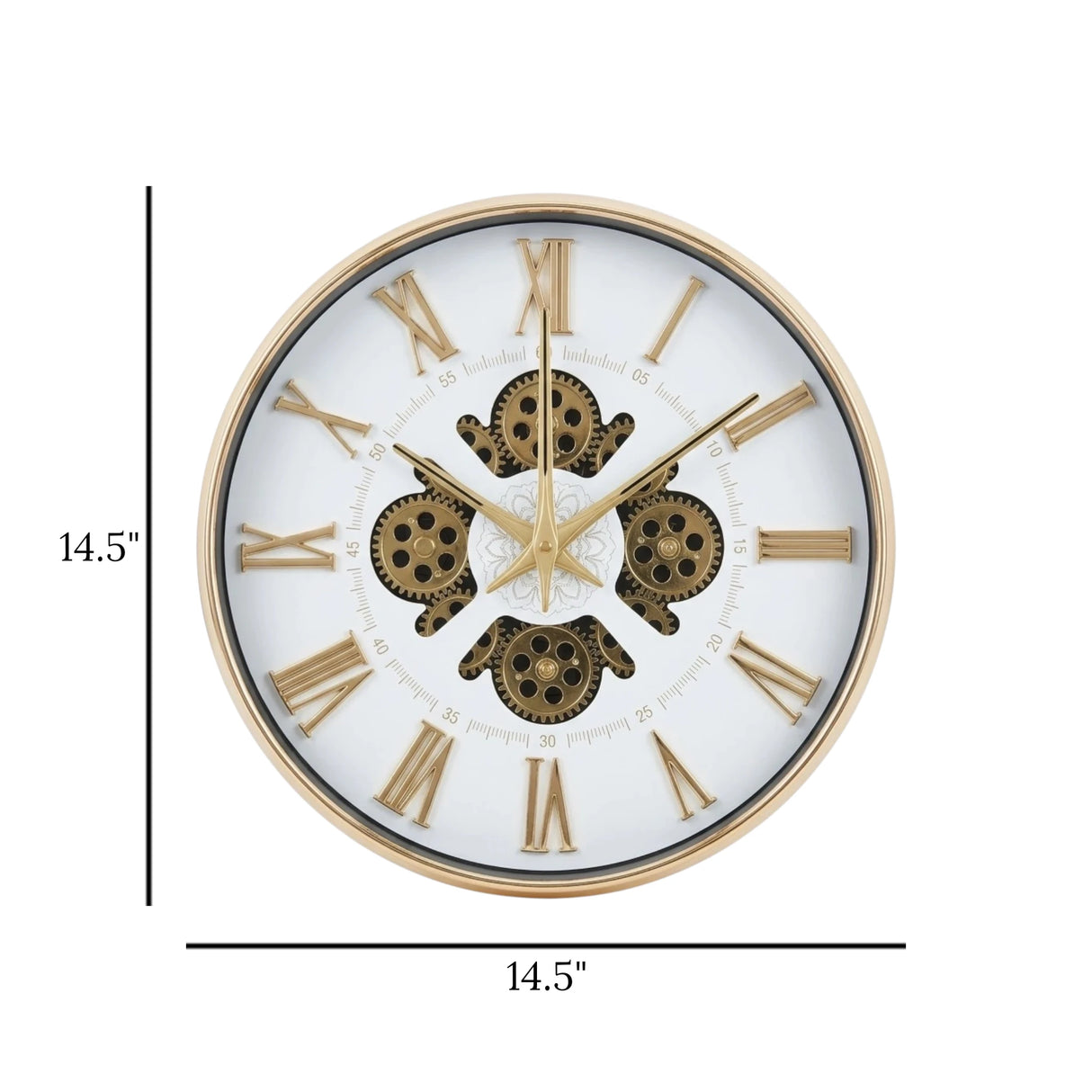 wall clock moving gear white & golden 14.5"x14.5" china