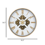 wall clock moving gear white & golden 14.5"x14.5" china