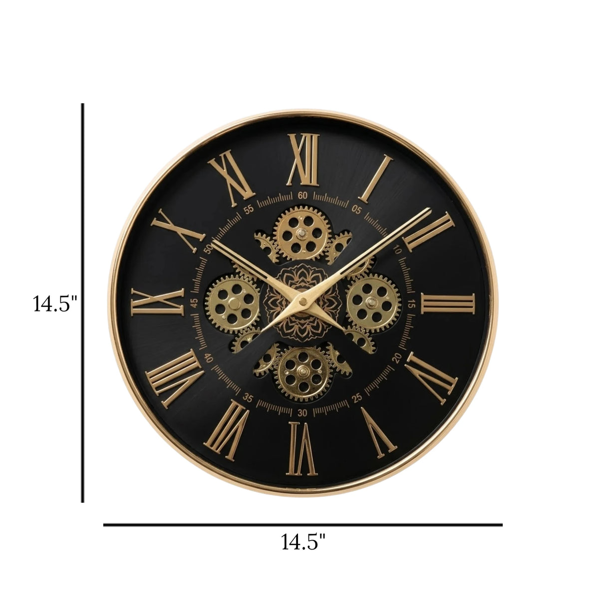 wall clock moving gear black & golden 14.5"x14.5" china