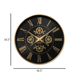 wall clock moving gear black & golden 14.5"x14.5" china
