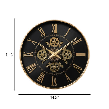 wall clock moving gear black & golden 14.5"x14.5" china