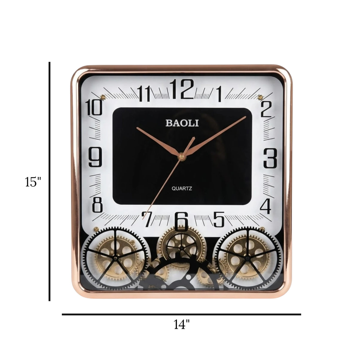 wall clock moving gear white & golden 15"x14" china