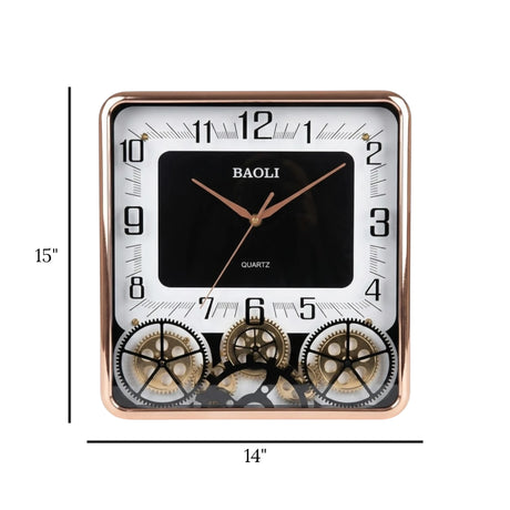 wall clock moving gear white & golden 15"x14" china
