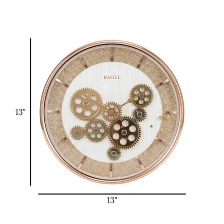 wall clock moving gear white & golden 13"x13" china