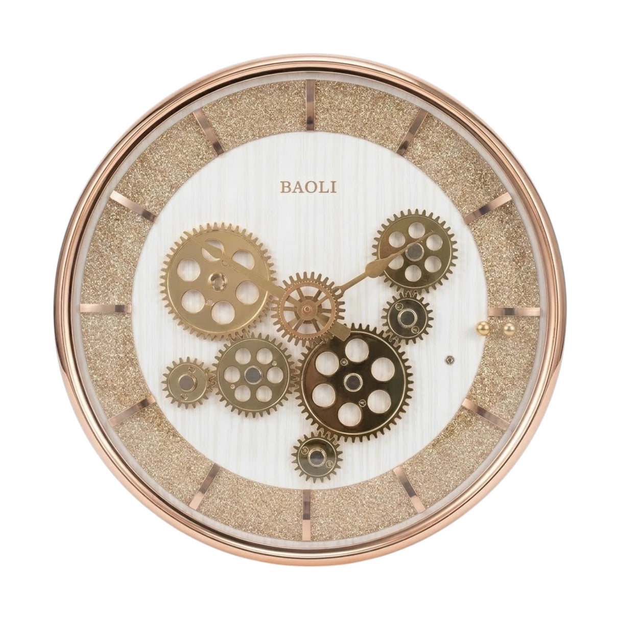 wall clock moving gear white & golden 13"x13" china