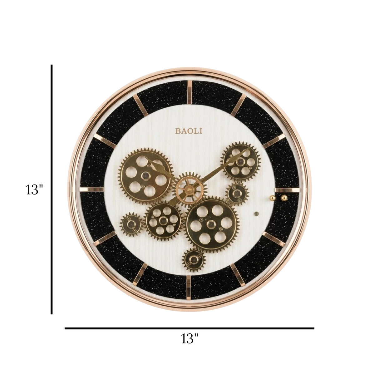 wall clock moving gear black & golden 13"x13" china
