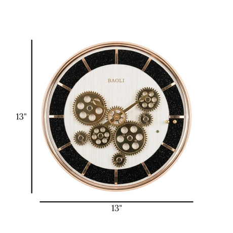 wall clock moving gear black & golden 13"x13" china