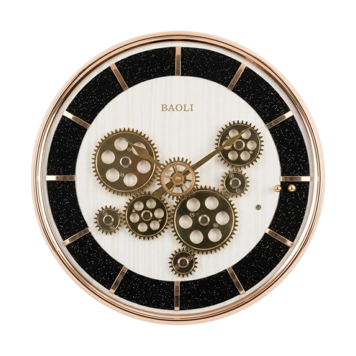 wall clock moving gear black & golden 13"x13" china