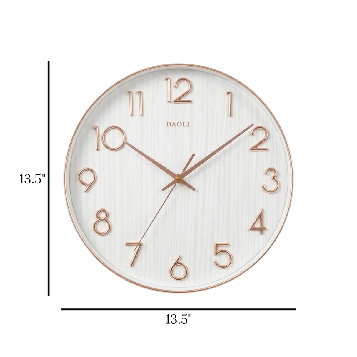 wall clock white & golden 13.5"x13.5" china