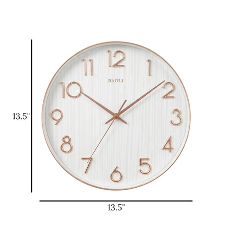 wall clock white & golden 13.5"x13.5" china