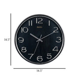 wall clock silver & black 14.5"x14.5" china