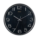 wall clock silver & black 14.5"x14.5" china