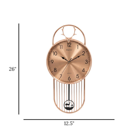 fancy wall clock with pendulum golden 26''x12.5'' china