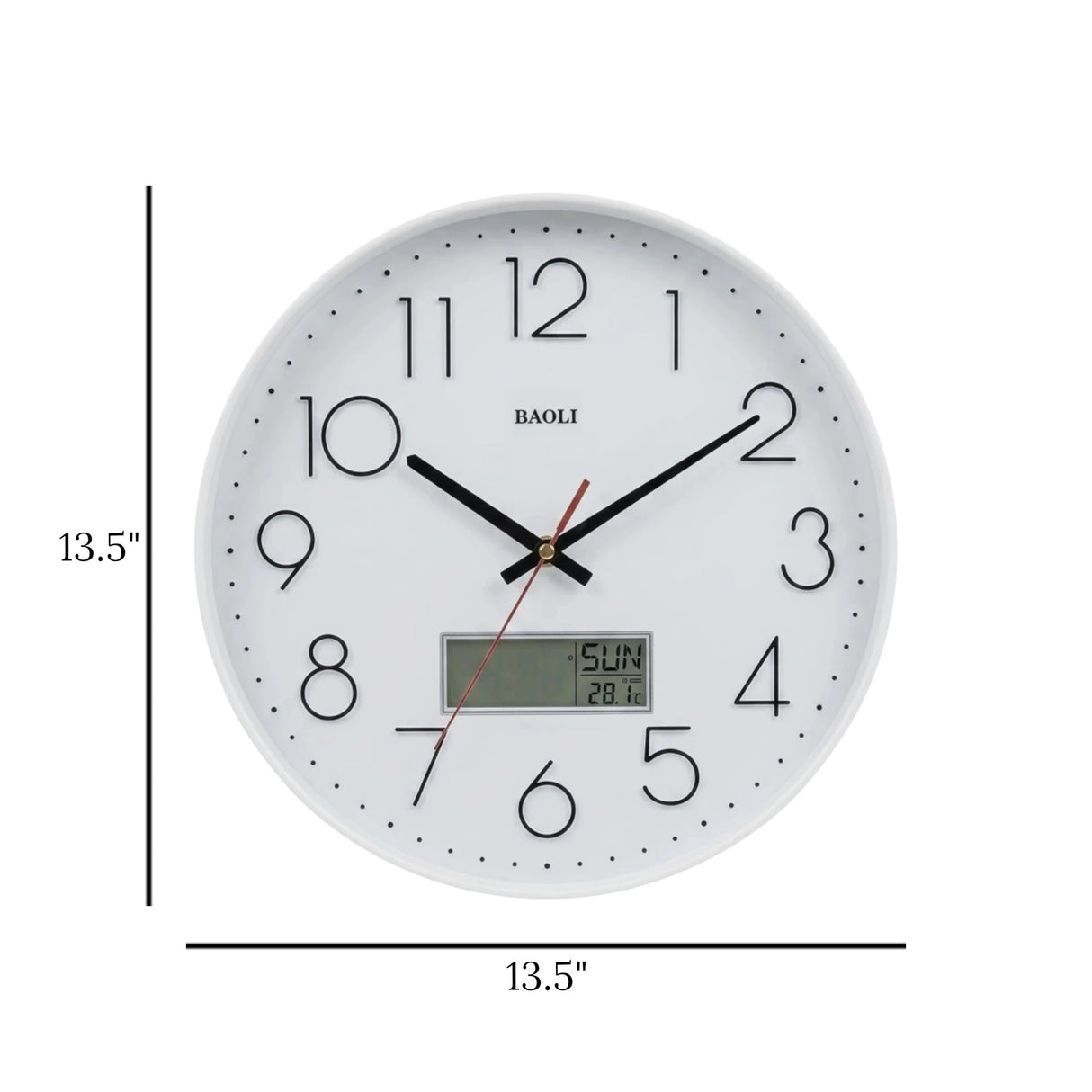 wall clock with digital date white 13.5''13.5'' china