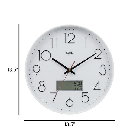 wall clock with digital date white 13.5''13.5'' china