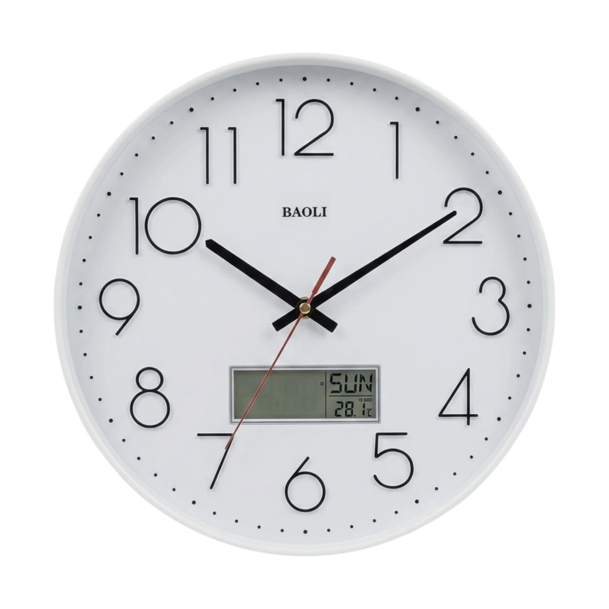 wall clock with digital date white 13.5''13.5'' china