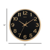 wall clock black & golden 14''x14'' china