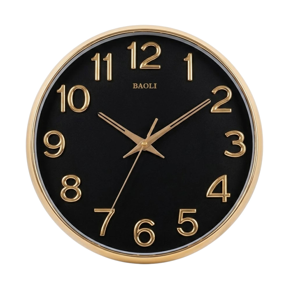 wall clock black & golden 14''x14'' china
