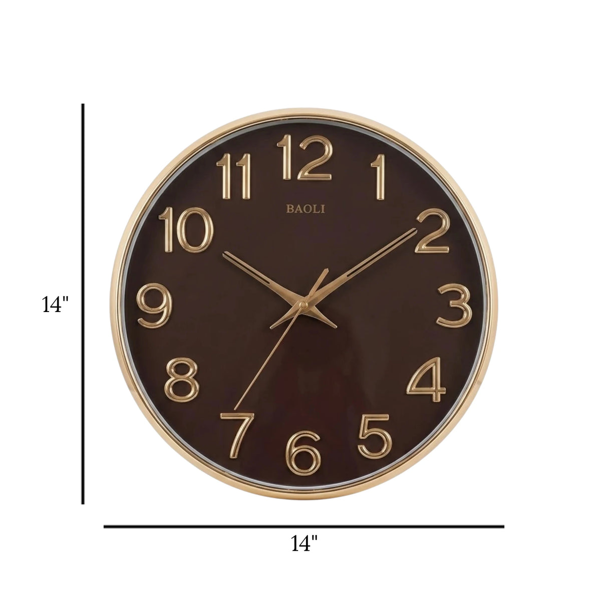 wall clock coffee & golden 14''x14'' china