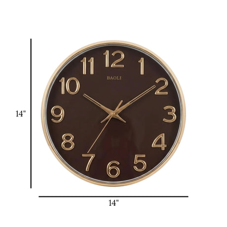 wall clock coffee & golden 14''x14'' china
