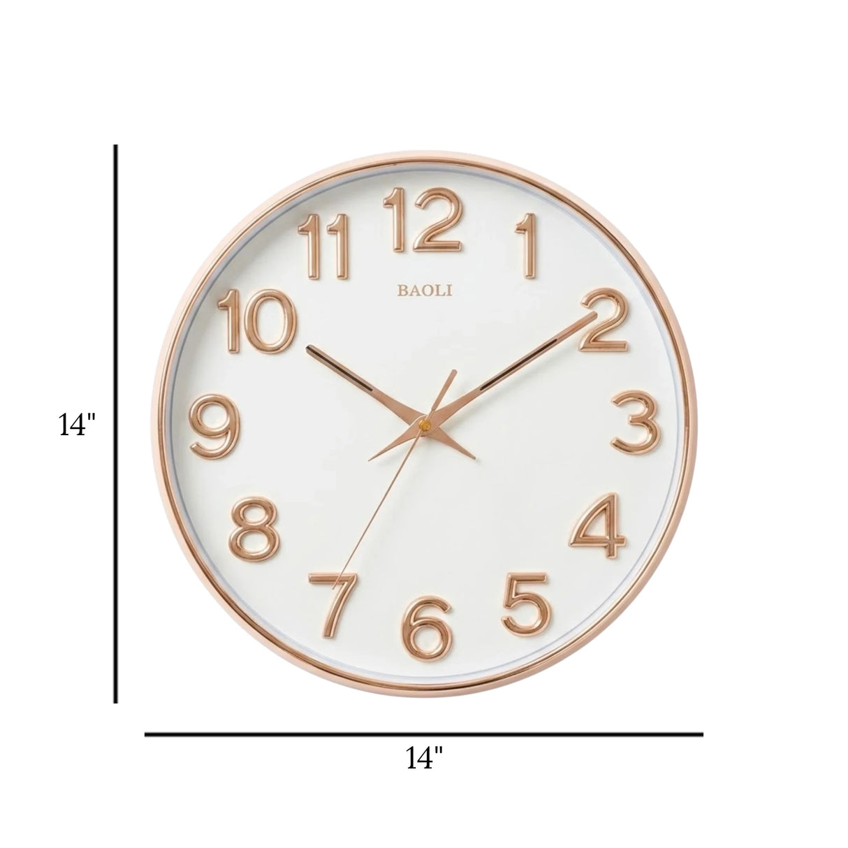 wall clock white & golden 14''x14'' china