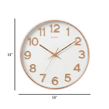 wall clock white & golden 14''x14'' china