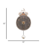 wall clock sawan crown with pendulum dark grey 32"x15'' china
