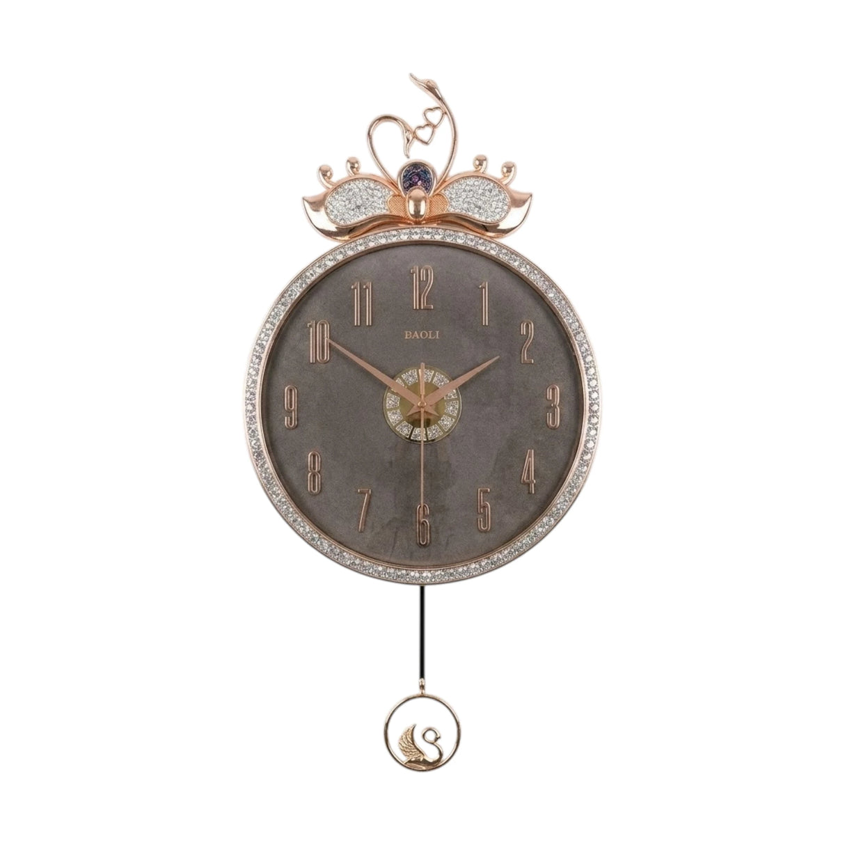 wall clock sawan crown with pendulum dark grey 32"x15'' china