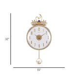 wall clock sawan crown with pendulum white 32"x15'' china