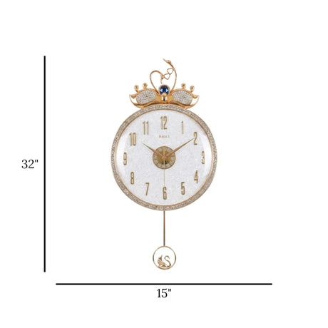 wall clock sawan crown with pendulum white 32"x15'' china
