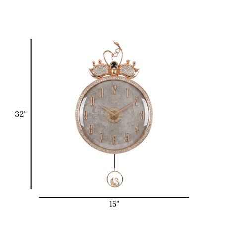 wall clock sawan crown with pendulum grey 32"x15'' china