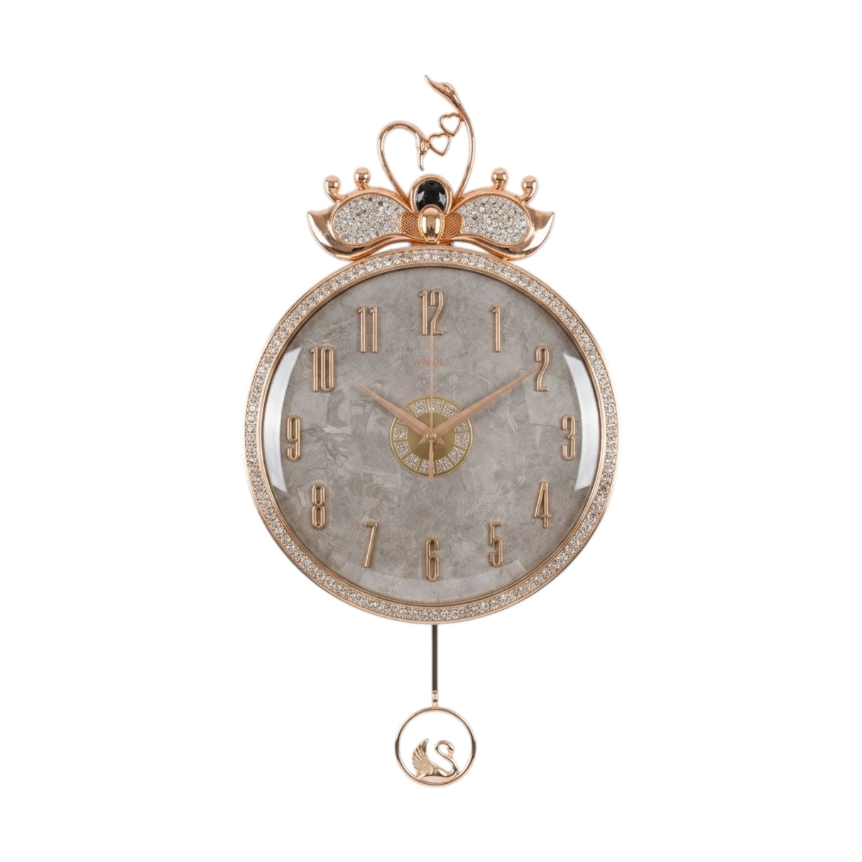wall clock sawan crown with pendulum grey 32"x15'' china